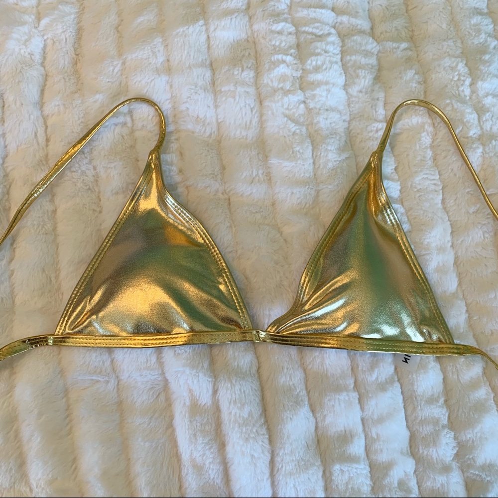 Metallic Gold Triangle Bikini Top